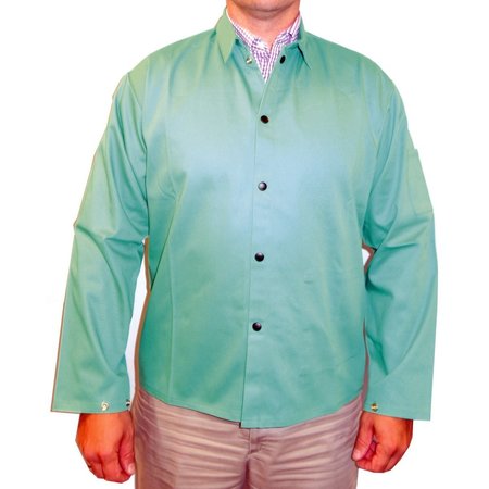 POWERWELD FR Cotton Welding Jacket, 9oz Green Sateen, 4X-Large PWGFRJXXXXL